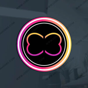 Neon circular butterfly icon logo