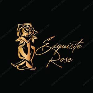 Exquisite Rose gold line-art woman and rose logo