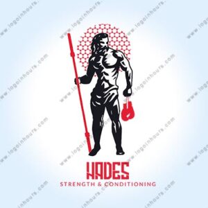 Hades Strength and Conditioning gym logo with Greek god figure