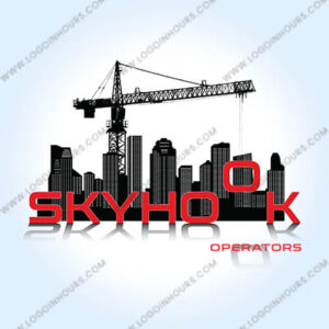 Skyhook Operators crane and city skyline logo