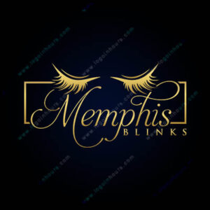 Memphis Blinks eyelash beauty logo in gold script