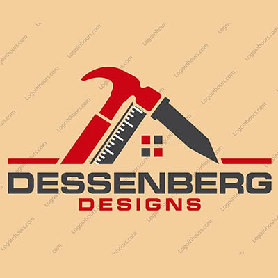 Dessenberg Designs logo with hammer and roofline